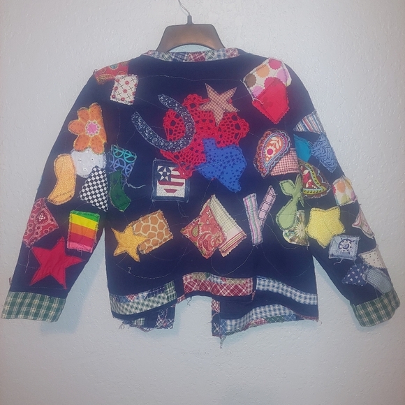 Vintage Hanes Handmade Patchwork Open Front Cardigan Size Large See Measurements - Picture 2 of 15